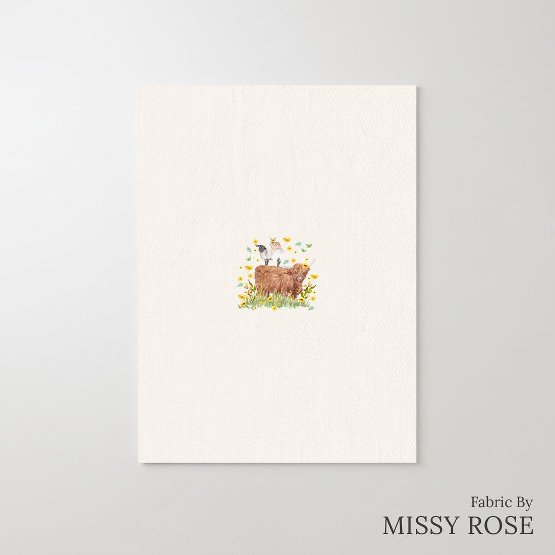Design 108 Highalnd Sunflower Panel – printed fabric panel with centred picture, custom printed to order | Fabric by Missy Rose