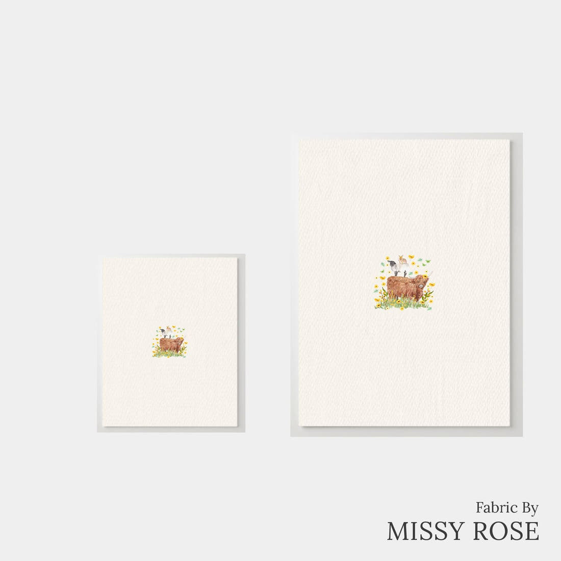 Design 108 Highalnd Sunflower Panel – universal and adult panel sizes side by side | Fabric by Missy Rose