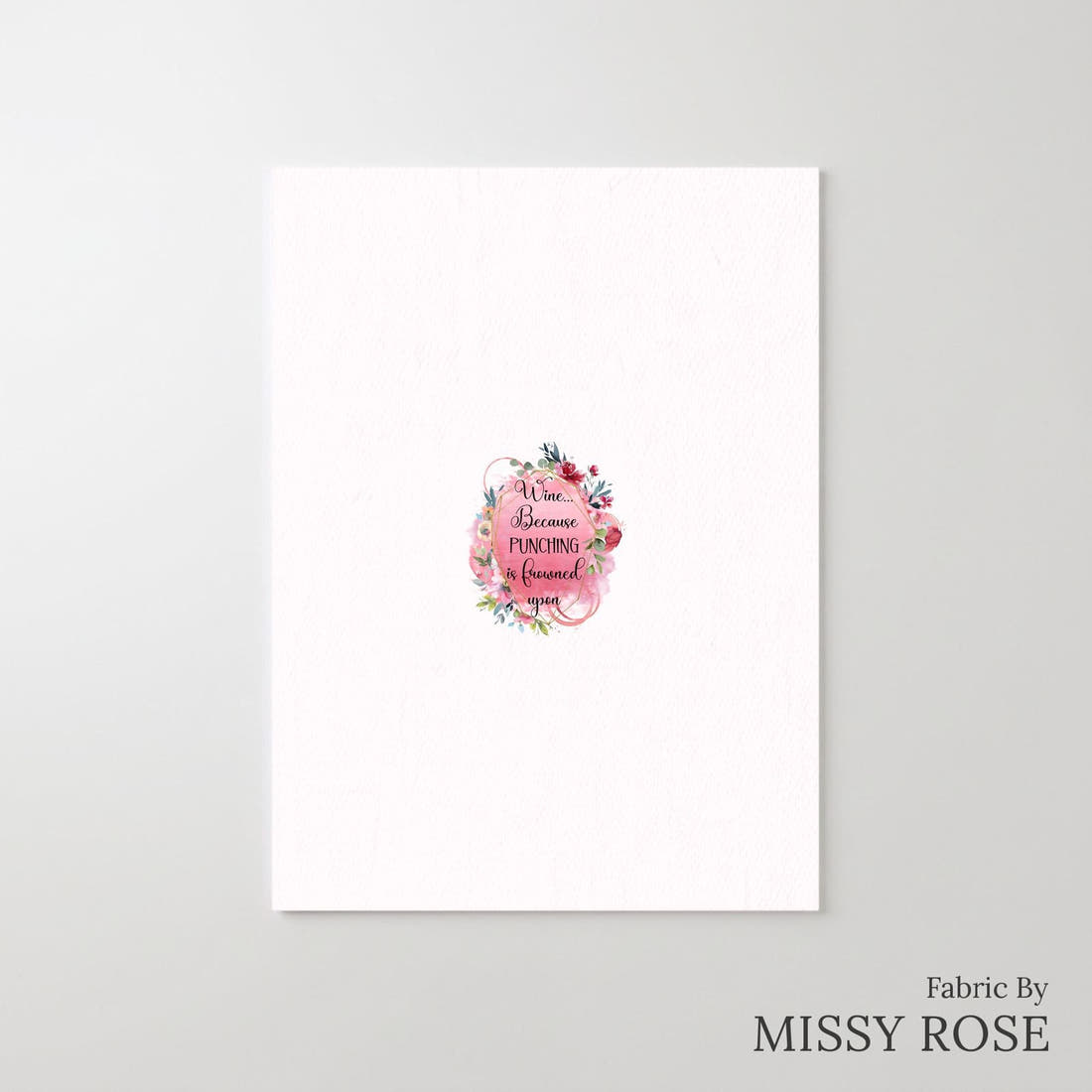 Design 1081 Funny Wine Panel – printed fabric panel with centred picture, custom printed to order | Fabric by Missy Rose