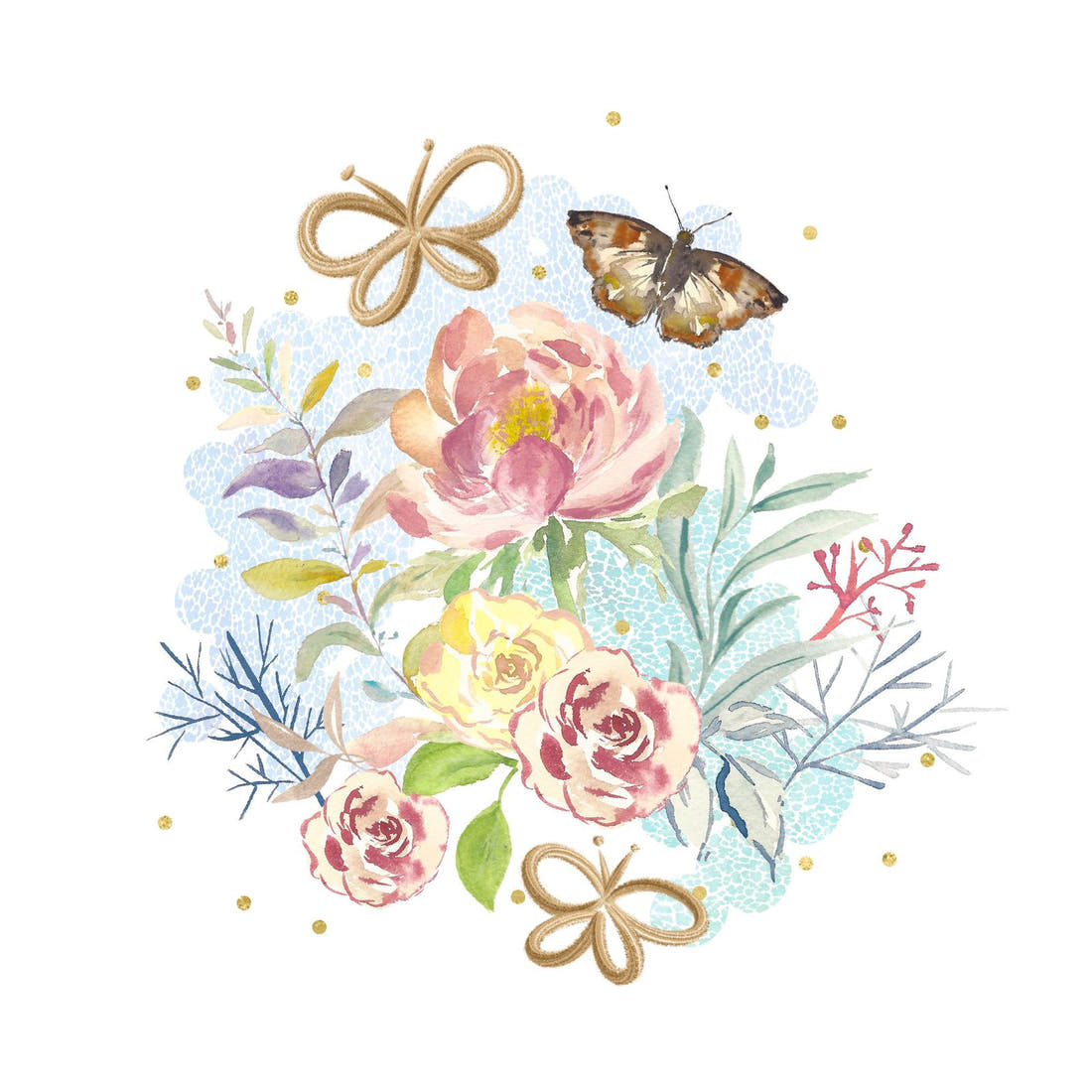 Design 1082 Butterfly Panel – full artwork close-up of the printed picture | Fabric by Missy Rose