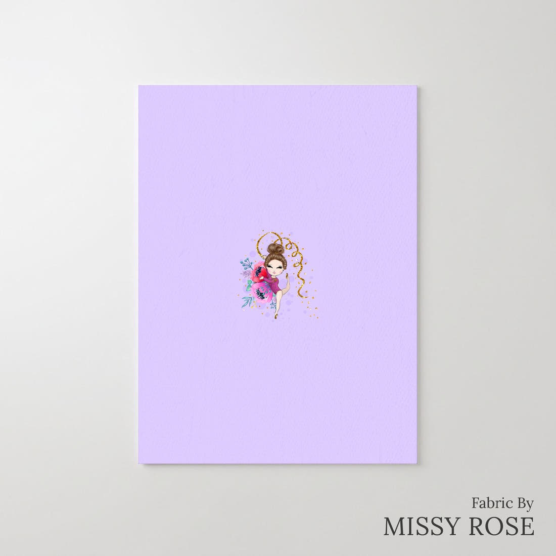 Design 1084 Purple Gymnastics Panel – printed fabric panel with centred picture, custom printed to order | Fabric by Missy Rose