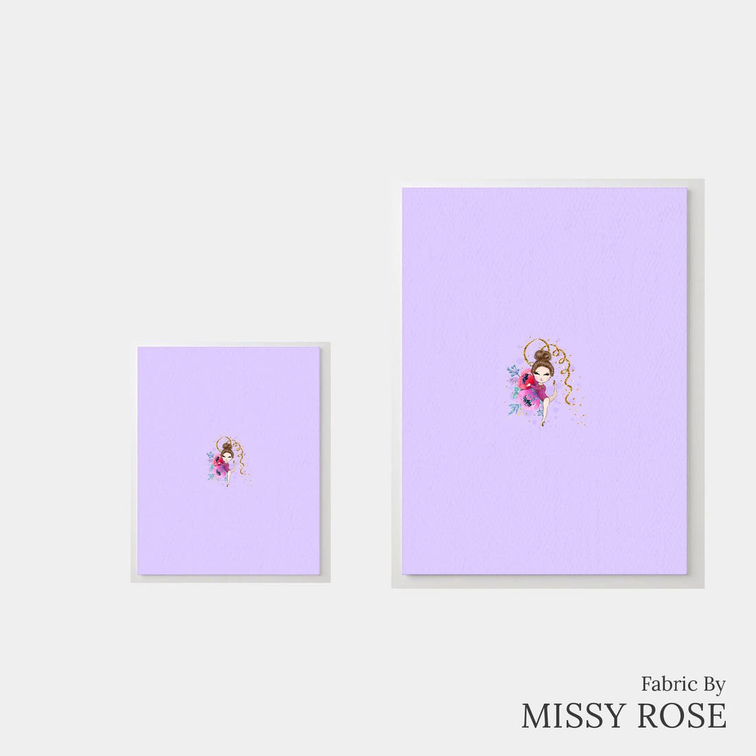 Design 1084 Purple Gymnastics Panel – universal and adult panel sizes side by side | Fabric by Missy Rose