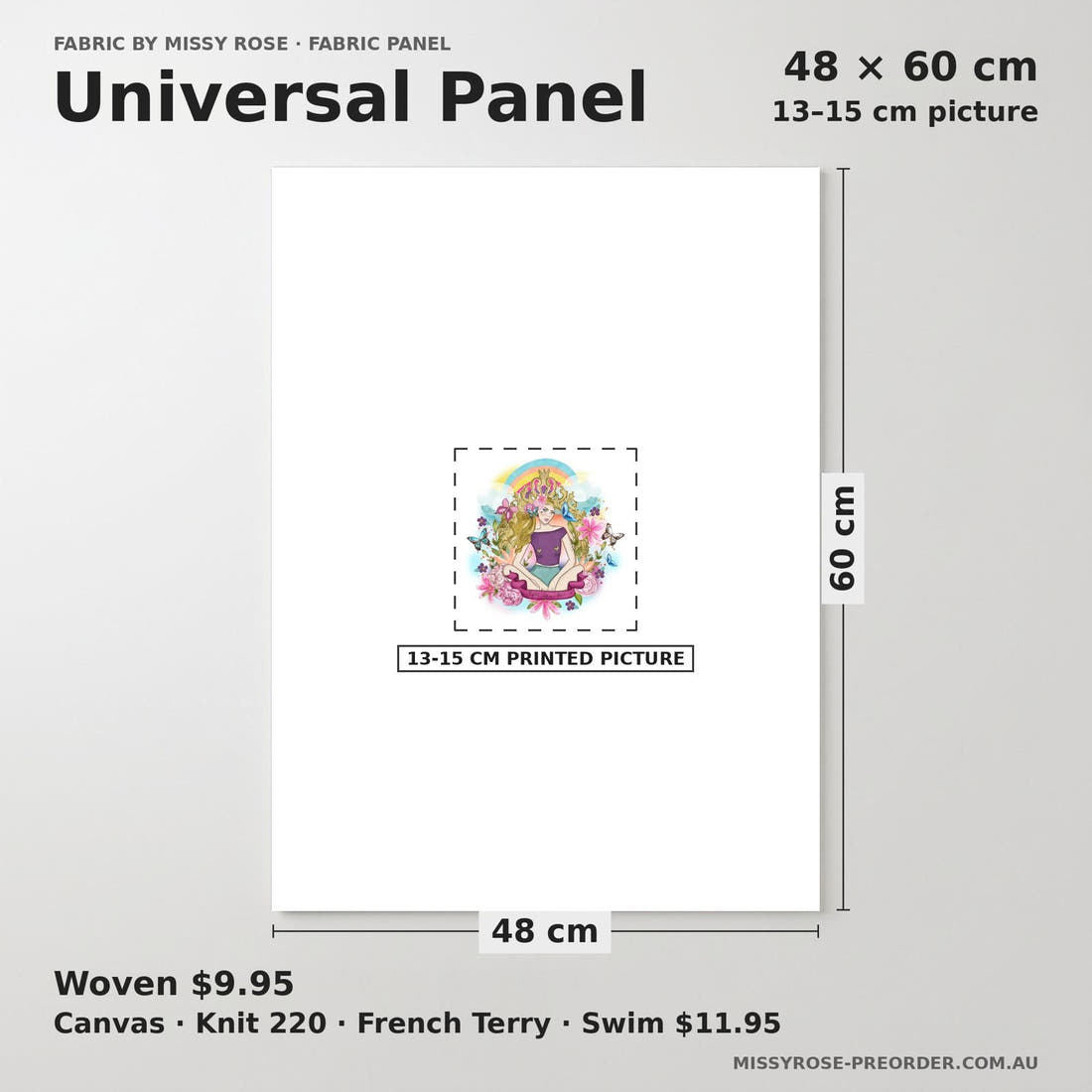 Design 1085 Pink Ribbon Panel universal panel sizing – 13–15 cm printed picture on 48 × 60 cm fabric | Fabric by Missy Rose