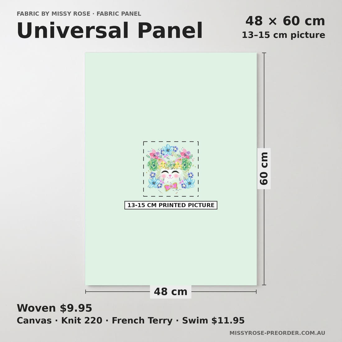 Design 1086 Green Cats Panel universal panel sizing – 13–15 cm printed picture on 48 × 60 cm fabric | Fabric by Missy Rose