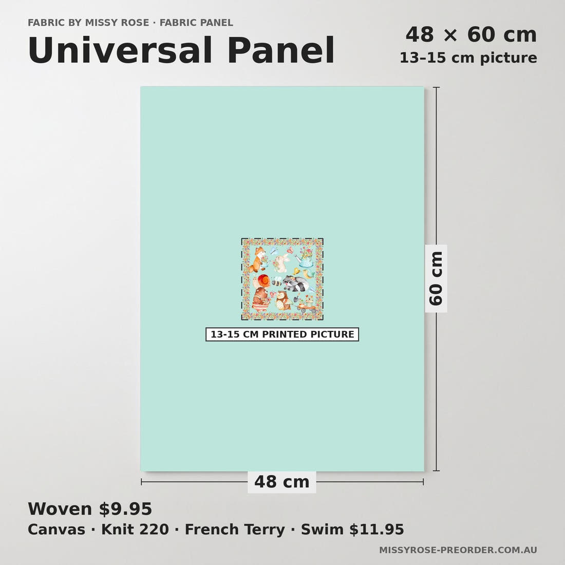 Design 1087 Spring Picnic Panel universal panel sizing – 13–15 cm printed picture on 48 × 60 cm fabric | Fabric by Missy Rose