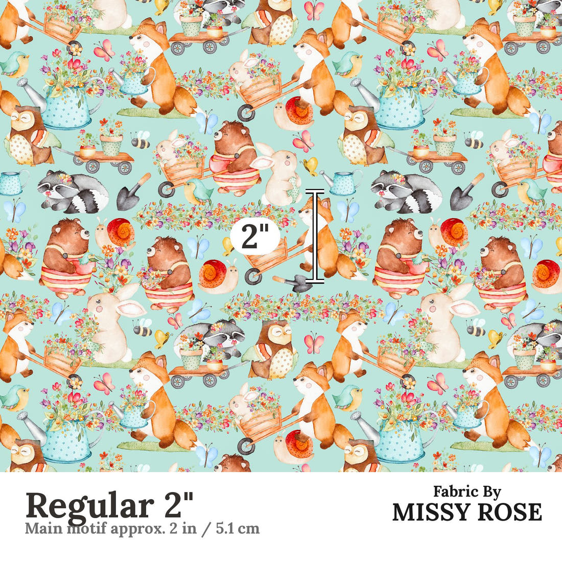 Design 1087 Spring Picnic Fabric Regular 2 inch print scale guide | Fabric by Missy Rose