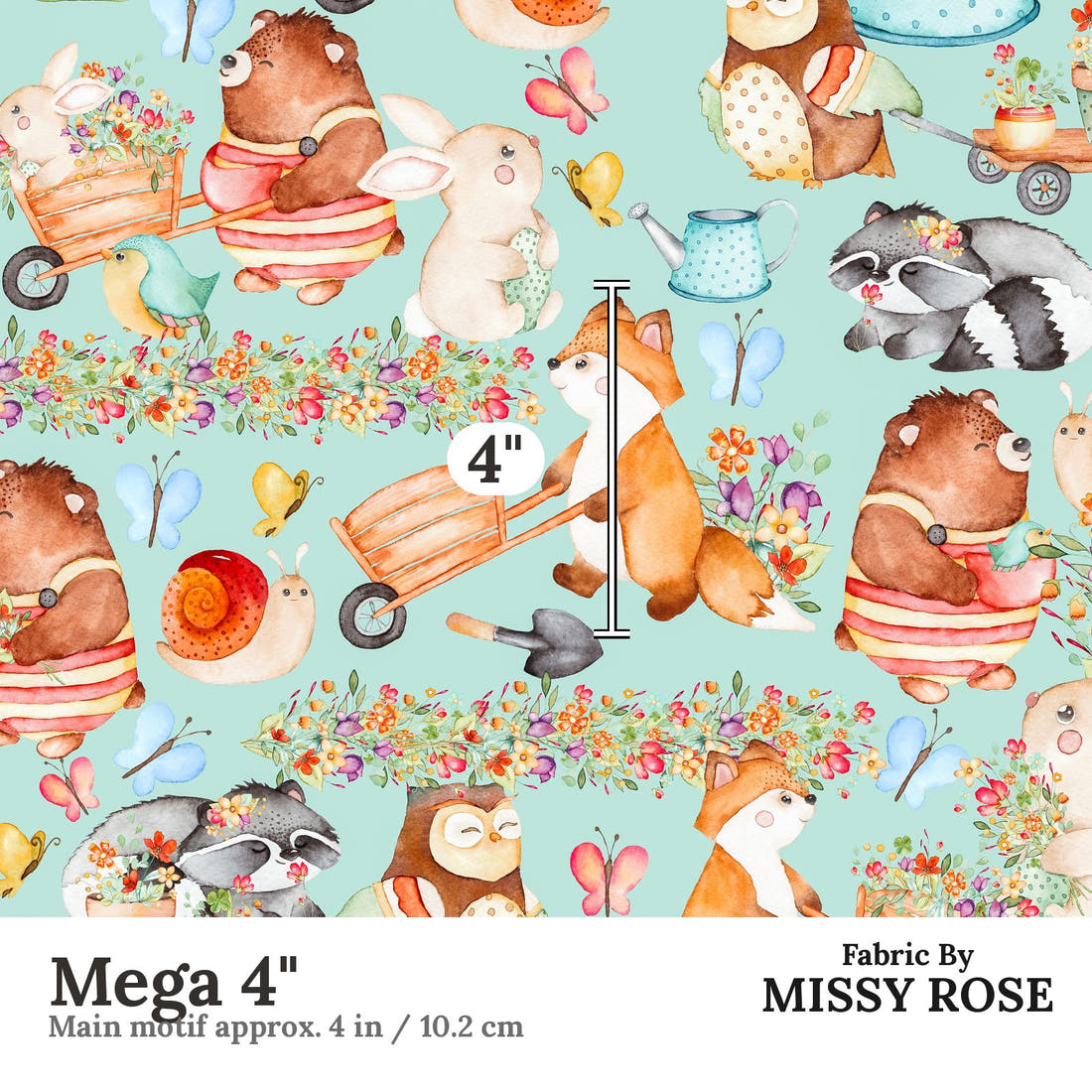 Design 1087 Spring Picnic Fabric Mega 4 inch print scale guide | Fabric by Missy Rose
