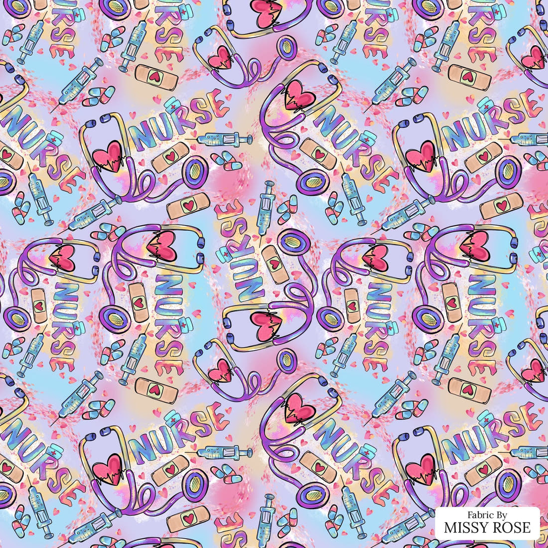 Design 1088 Nurse Fabric – flat view of the print, zoom in for detail | Fabric by Missy Rose