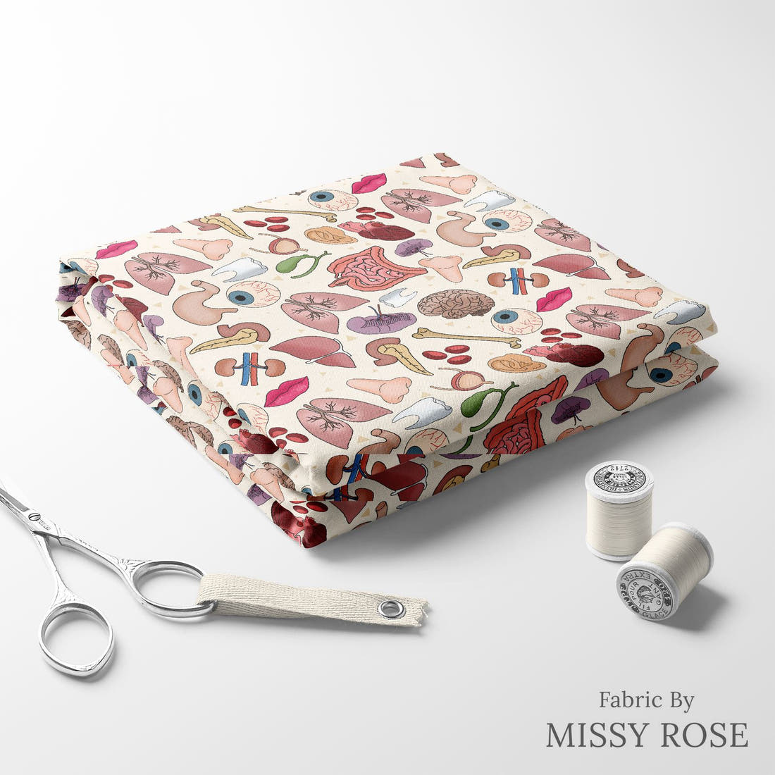 Design 1089 Organ Fabric folded fabric stack with matching thread – pre-order fabric Australia | Fabric by Missy Rose
