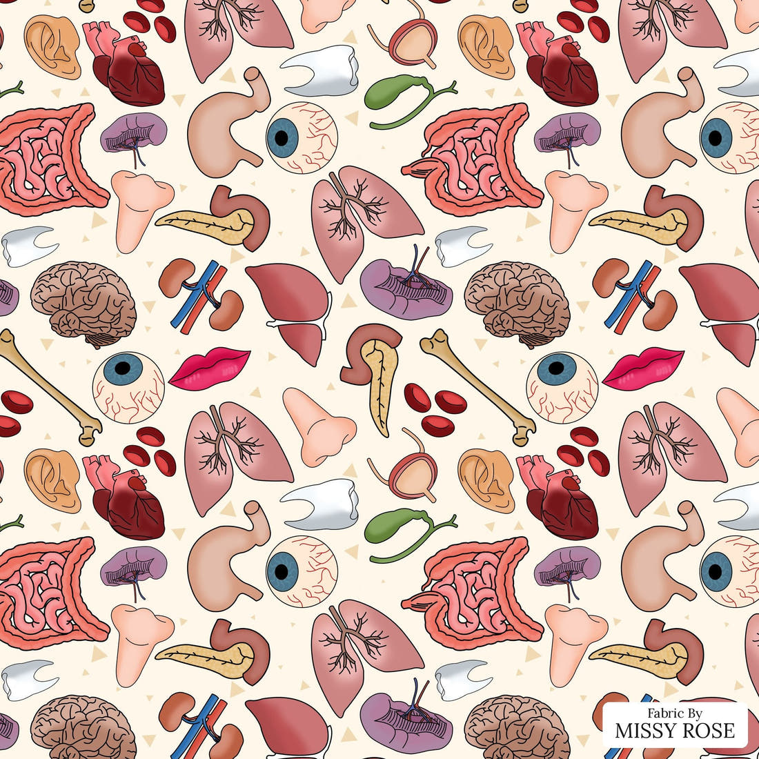 Design 1089 Organ Fabric – flat view of the print, zoom in for detail | Fabric by Missy Rose