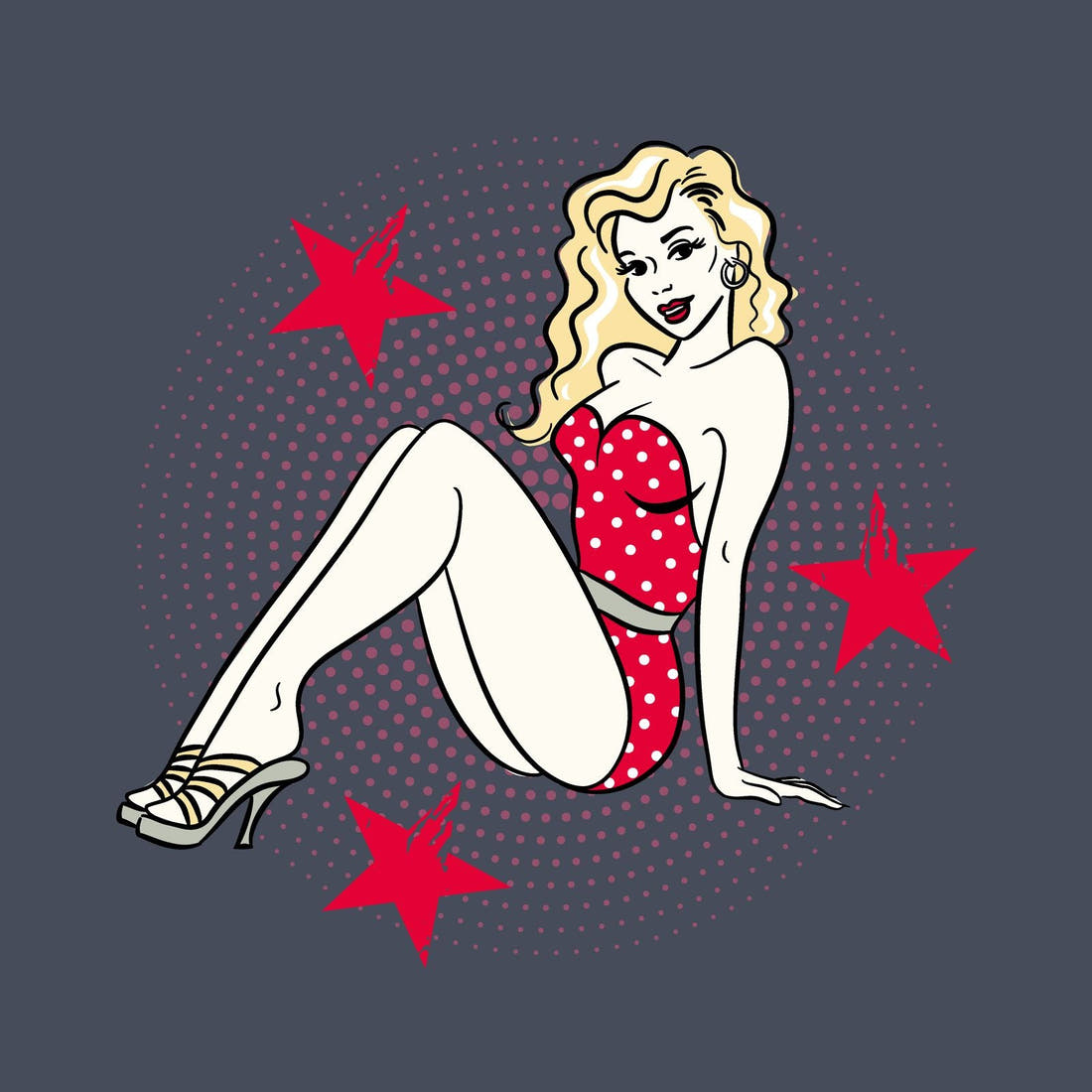 Design 1090 Pinup Panel – full artwork close-up of the printed picture | Fabric by Missy Rose