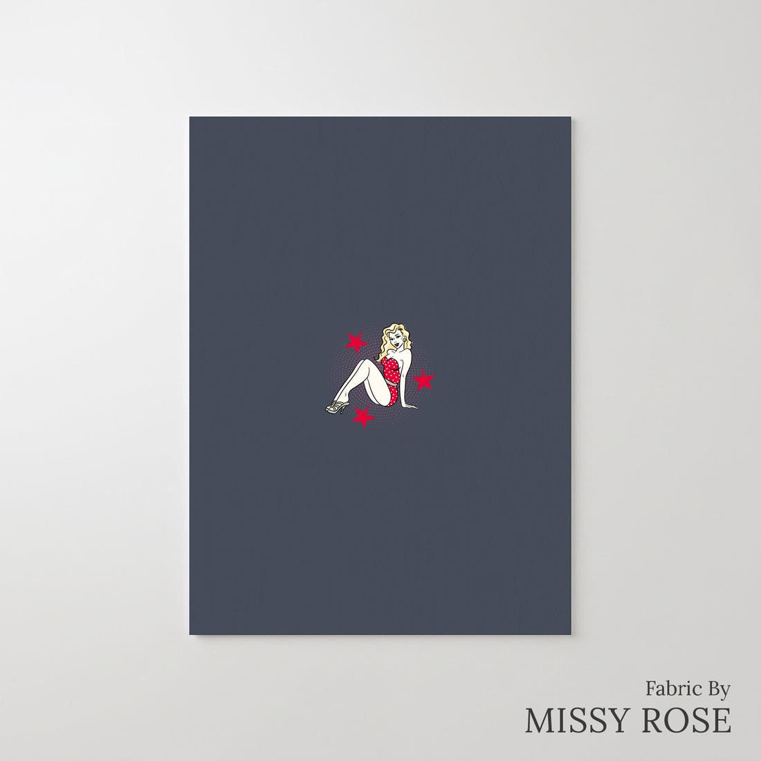 Design 1090 Pinup Panel – printed fabric panel with centred picture, custom printed to order | Fabric by Missy Rose