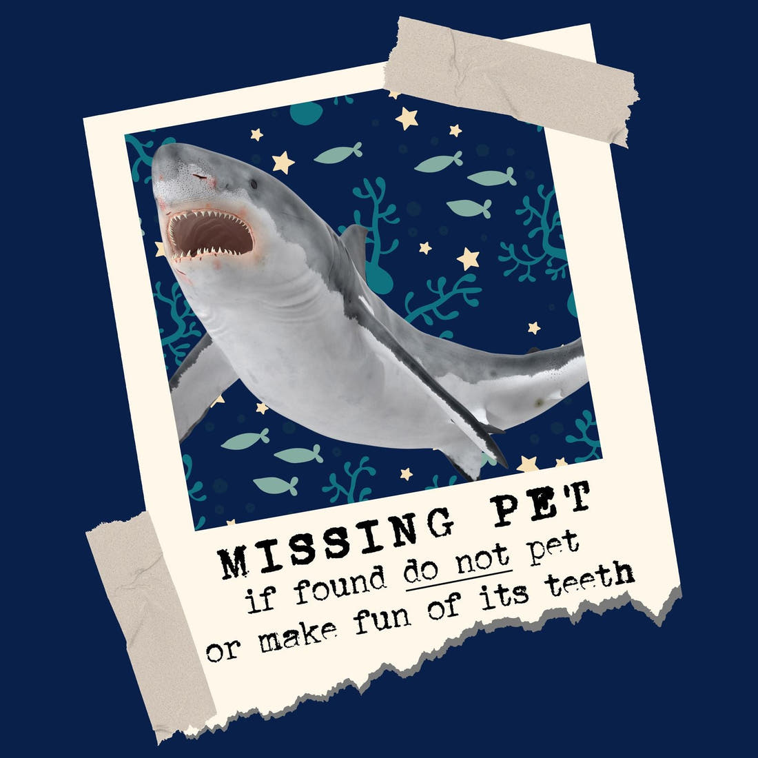 Design 1091 Navy Sea Animals Panel – full artwork close-up of the printed picture | Fabric by Missy Rose