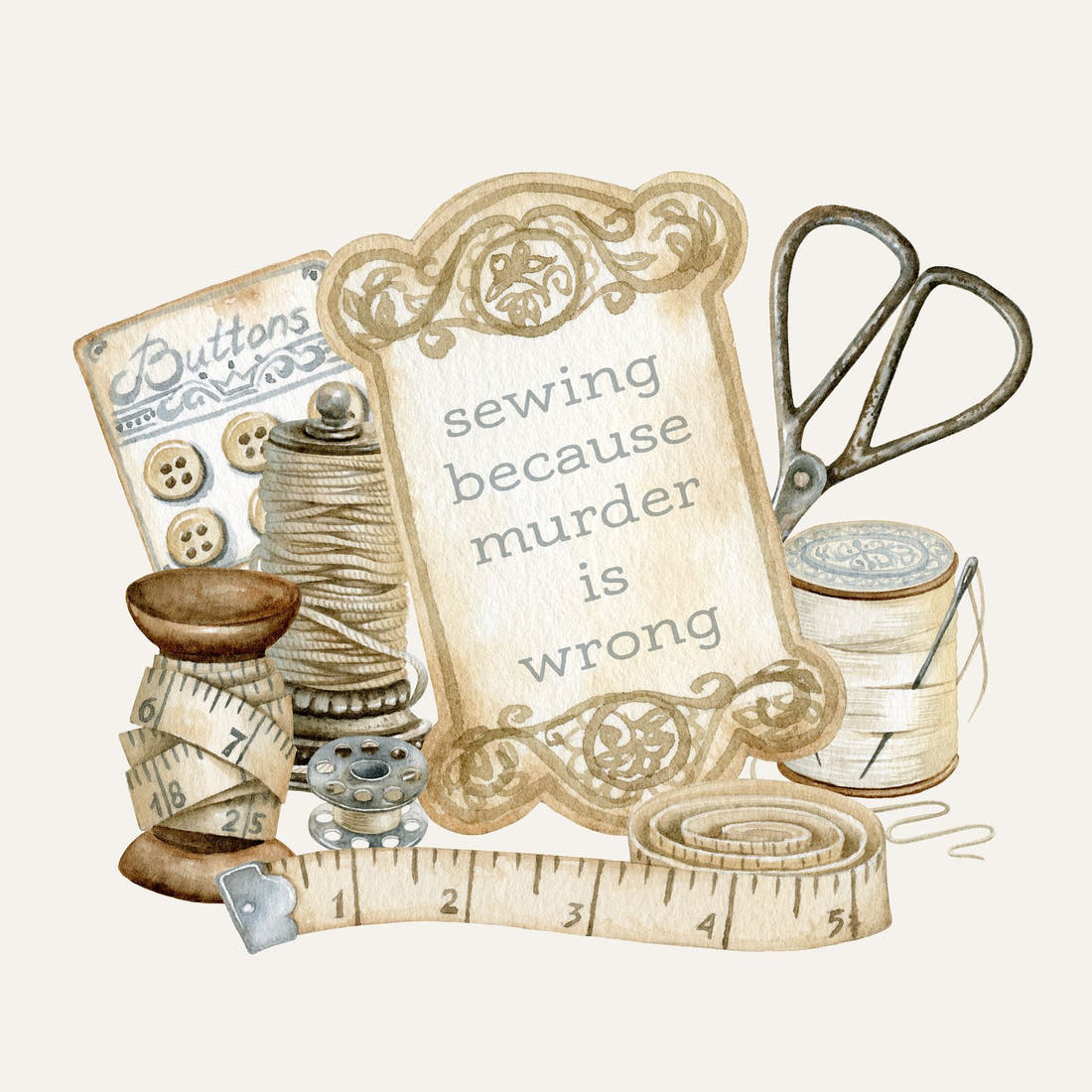 Design 1092 Sewing Panel – full artwork close-up of the printed picture | Fabric by Missy Rose