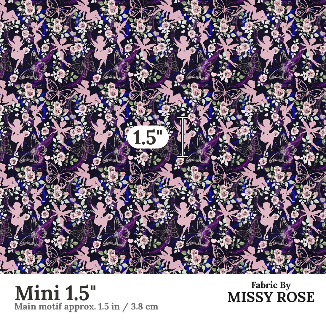 Design 1099 Fairy Fabric Mini 1.5 inch print scale guide | Fabric by Missy Rose