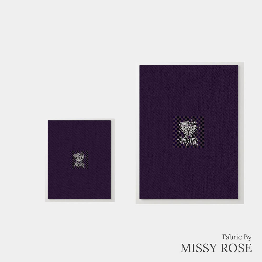 Design 11 Antisocial Butterfly Panel – universal and adult panel sizes side by side | Fabric by Missy Rose