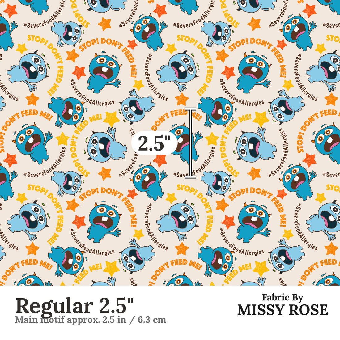 Design 110 Food Allergies Fabric Regular 2.5" - print scale | Fabric by Missy Rose