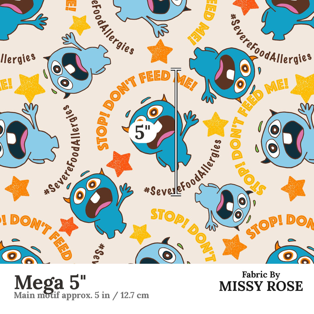 Design 110 Food Allergies Fabric Mega 5" - print scale | Fabric by Missy Rose