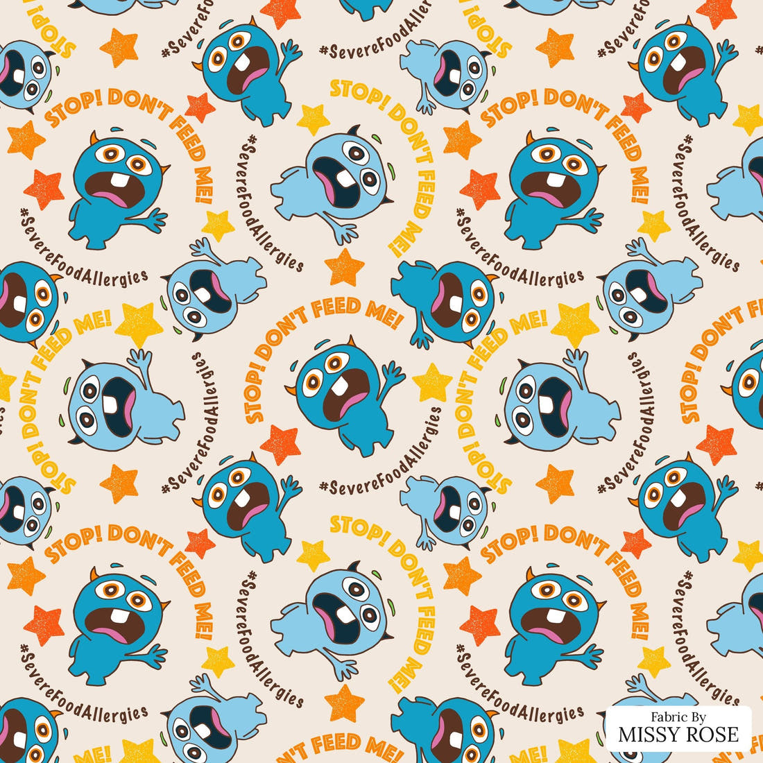 Design 110 Food Allergies Fabric - flat view of the print, zoom in for detail | Fabric by Missy Rose