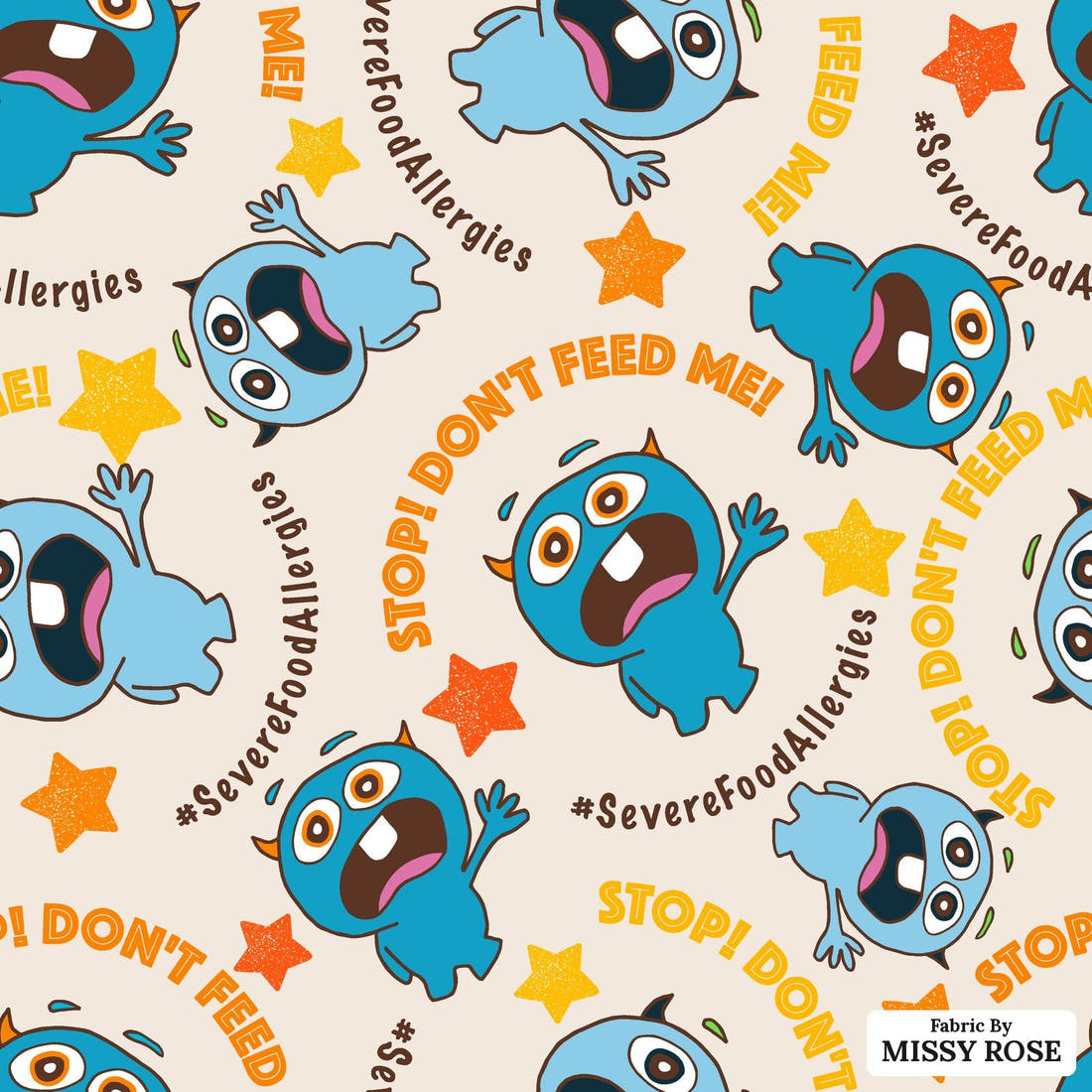 Design 110 Food Allergies Fabric - flat view of the print, zoom in for detail | Fabric by Missy Rose
