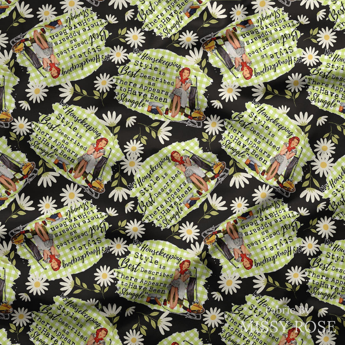 Design 1100 Housekeeper Fabric draped fabric mockup – custom printed fabric by the metre | Fabric by Missy Rose