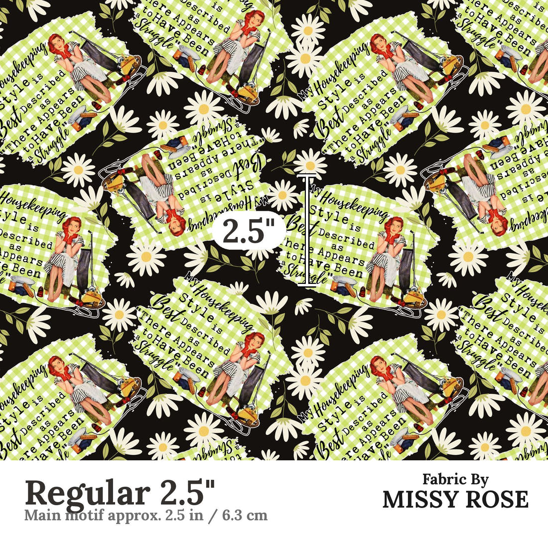 Design 1100 Housekeeper Fabric Regular 2.5 inch print scale guide | Fabric by Missy Rose