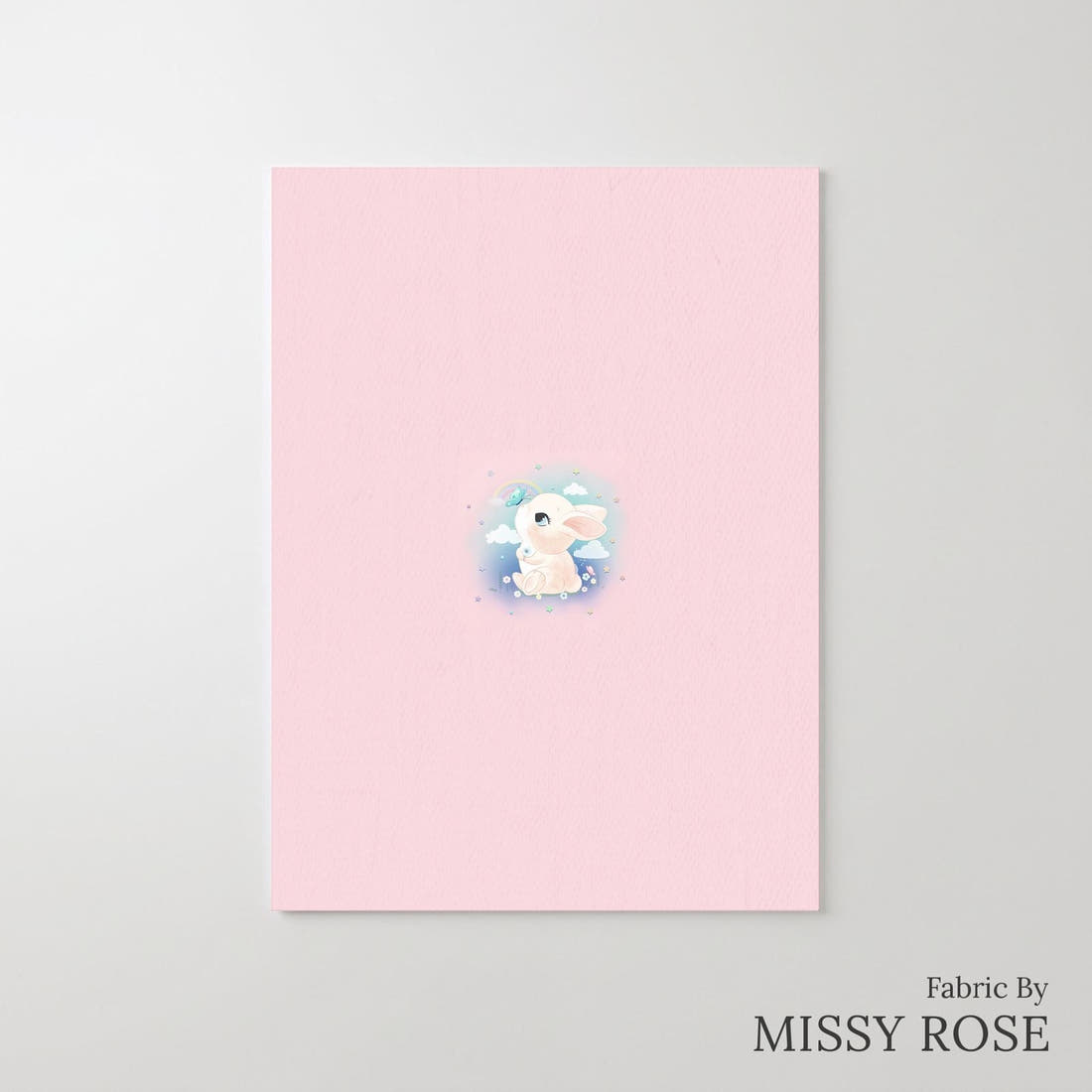 Design 1101 Cute Bunny Panel – printed fabric panel with centred picture, custom printed to order | Fabric by Missy Rose