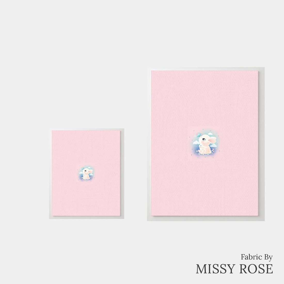 Design 1101 Cute Bunny Panel – universal and adult panel sizes side by side | Fabric by Missy Rose
