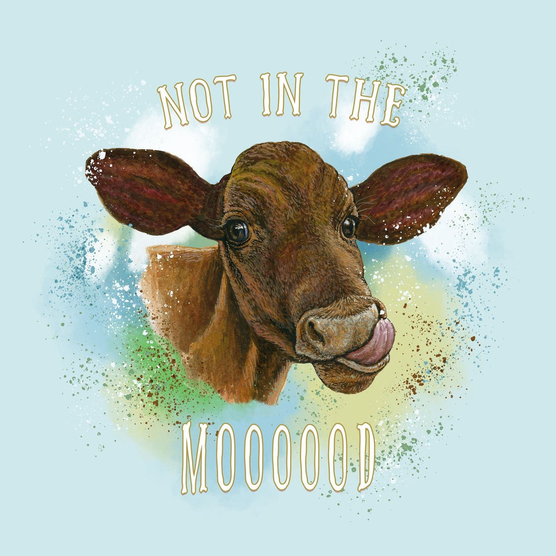 Design 1102 Blue Cow Panel – full artwork close-up of the printed picture | Fabric by Missy Rose