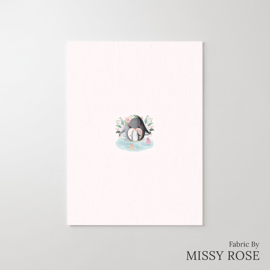 Design 1103 Penguin Panel – printed fabric panel with centred picture, custom printed to order | Fabric by Missy Rose