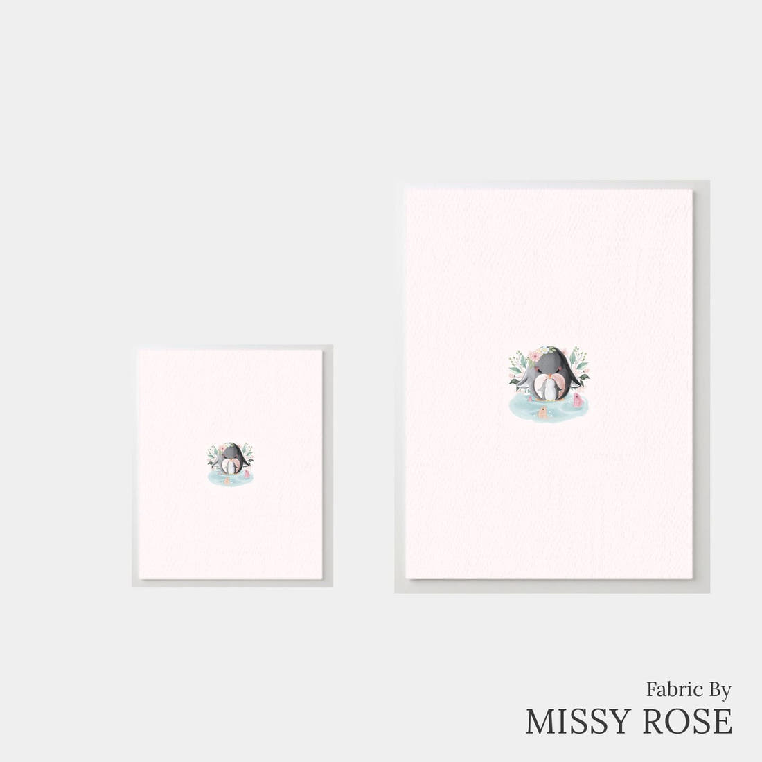 Design 1103 Penguin Panel – universal and adult panel sizes side by side | Fabric by Missy Rose