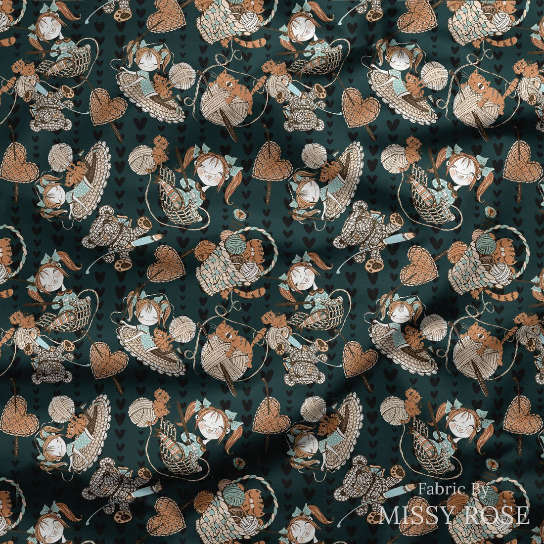 Design 1104 Knitting Fabric draped fabric mockup – custom printed fabric by the metre | Fabric by Missy Rose
