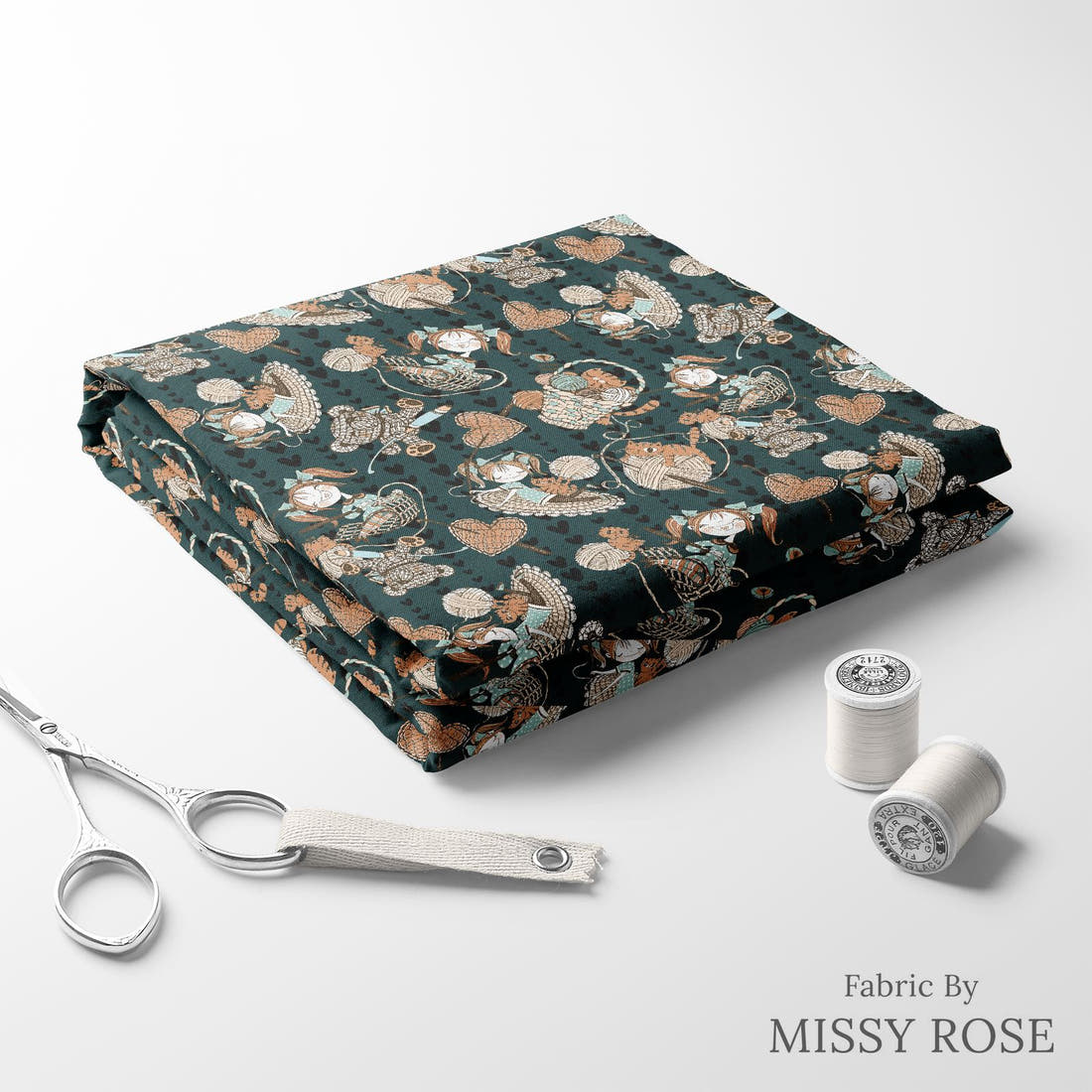 Design 1104 Knitting Fabric folded fabric stack with matching thread – pre-order fabric Australia | Fabric by Missy Rose