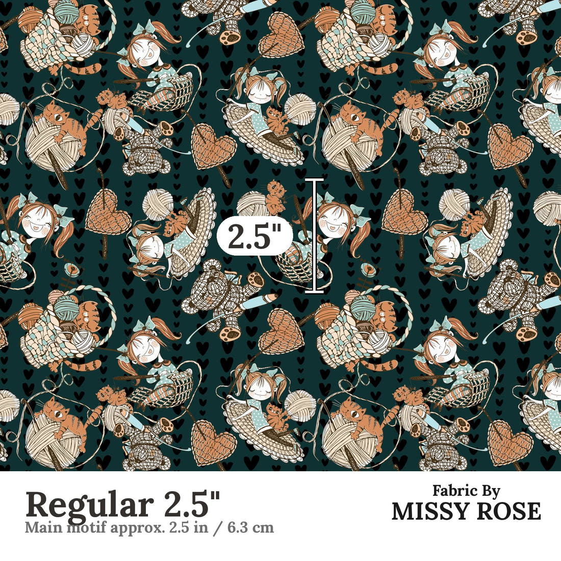 Design 1104 Knitting Fabric Regular 2.5 inch print scale guide | Fabric by Missy Rose