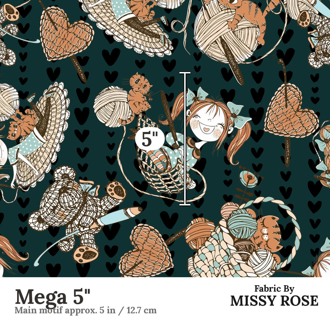 Design 1104 Knitting Fabric Mega 5 inch print scale guide | Fabric by Missy Rose