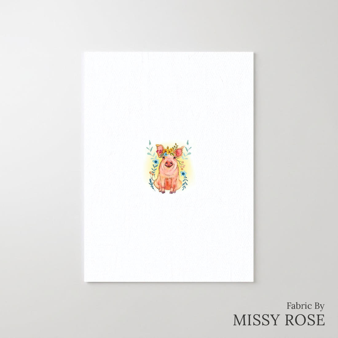 Design 1105 Floral Pig Panel – printed fabric panel with centred picture, custom printed to order | Fabric by Missy Rose