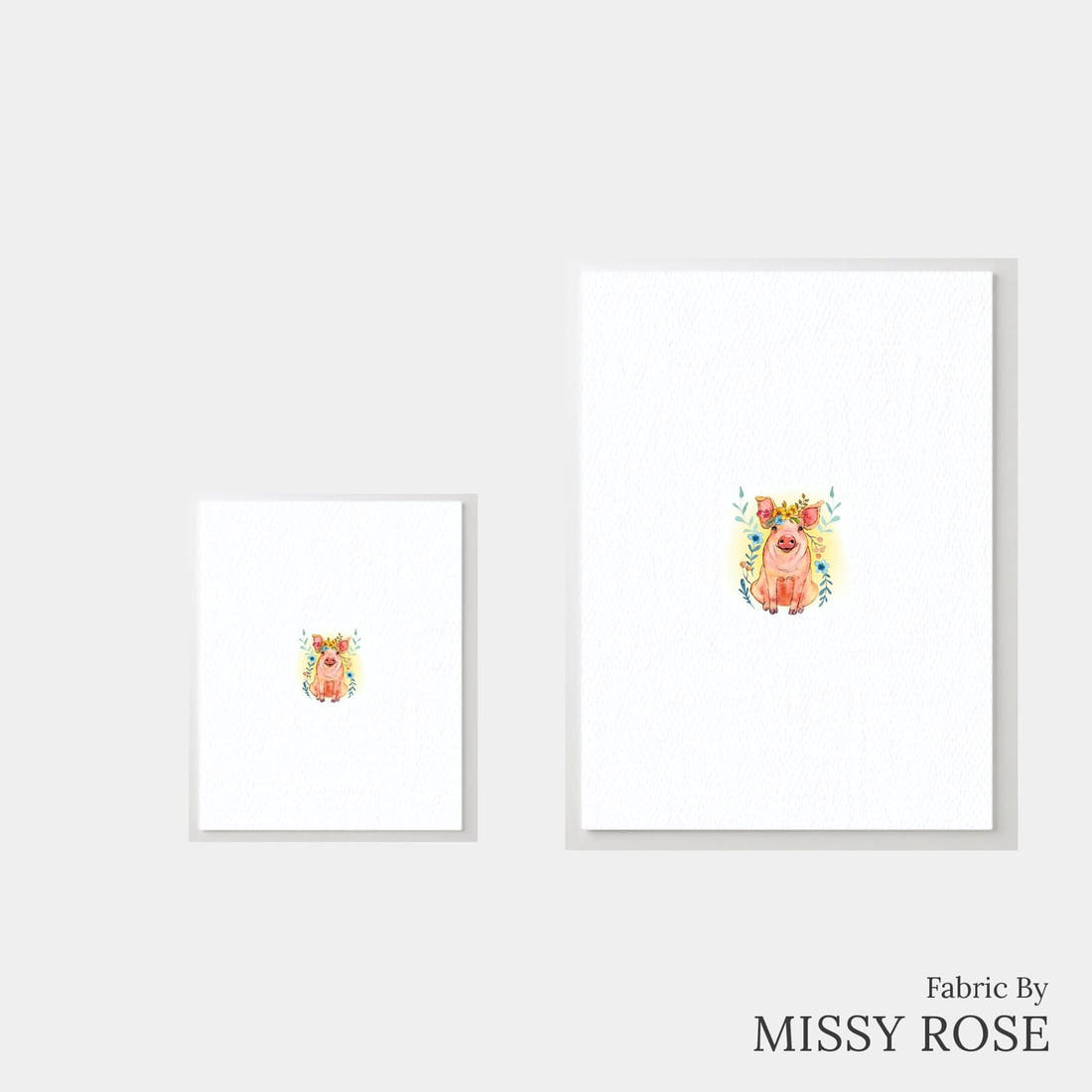 Design 1105 Floral Pig Panel – universal and adult panel sizes side by side | Fabric by Missy Rose