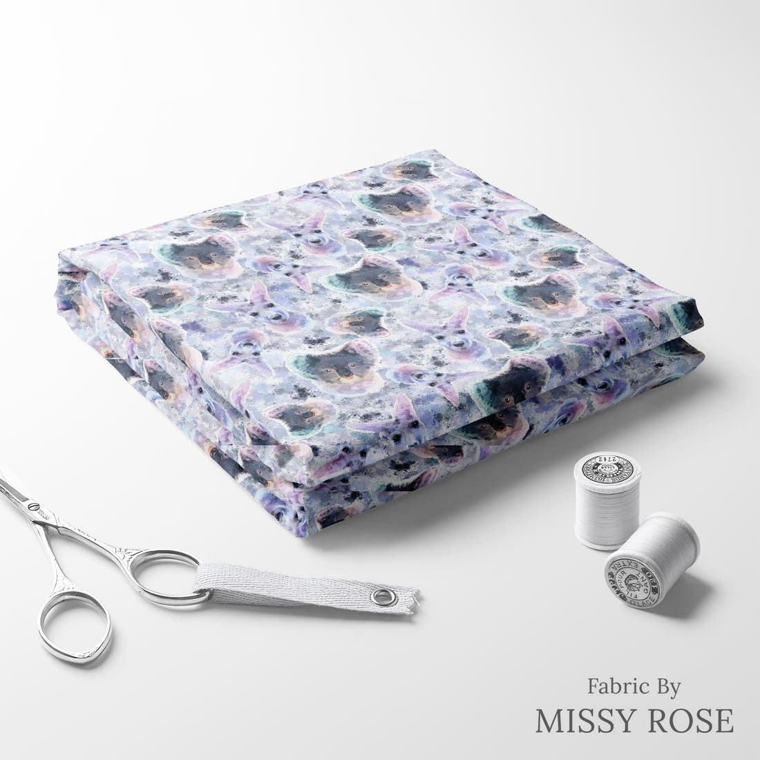 Design 1106 Australian Animals Fabric folded fabric stack with matching thread – pre-order fabric Australia | Fabric by Missy Rose