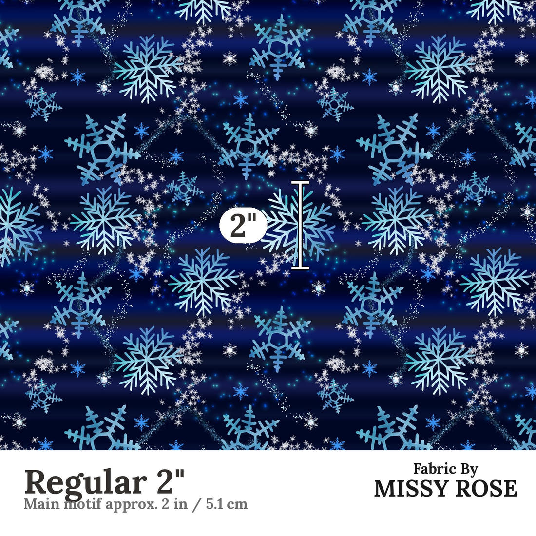 Design 1109 Snowflake Fabric Regular 2 inch print scale guide | Fabric by Missy Rose