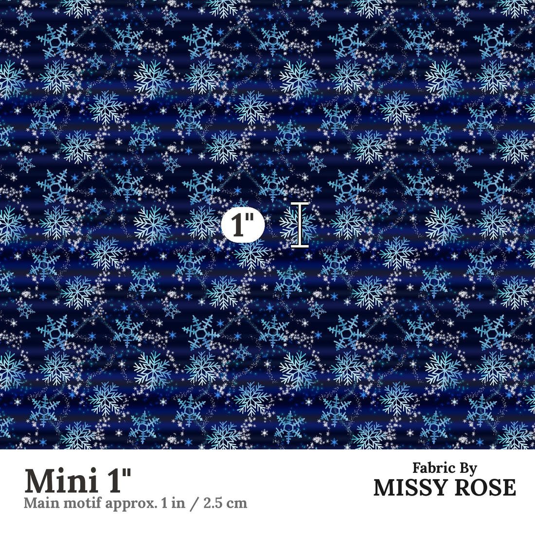 Design 1109 Snowflake Fabric Mini 1 inch print scale guide | Fabric by Missy Rose