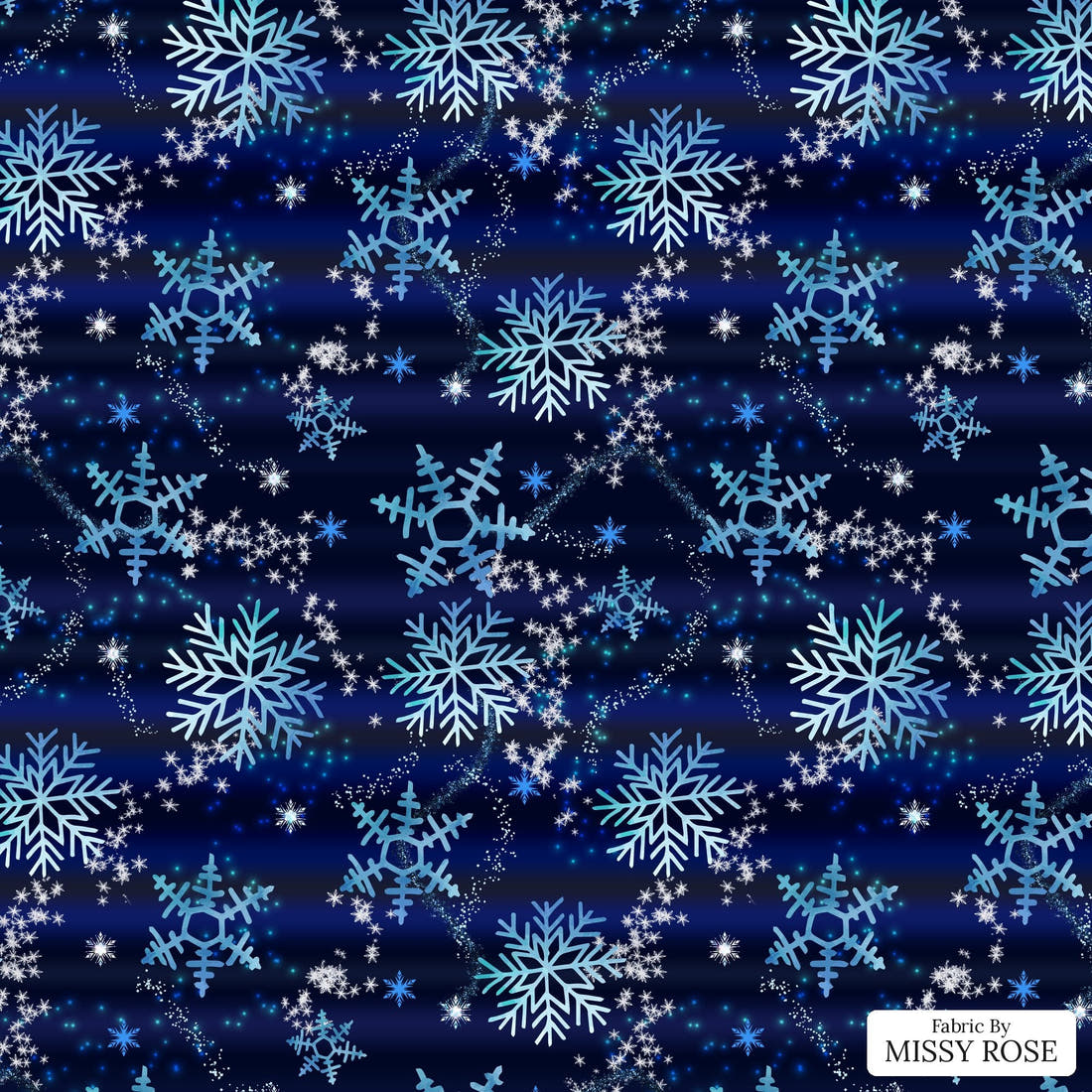 Design 1109 Snowflake Fabric – flat view of the print, zoom in for detail | Fabric by Missy Rose