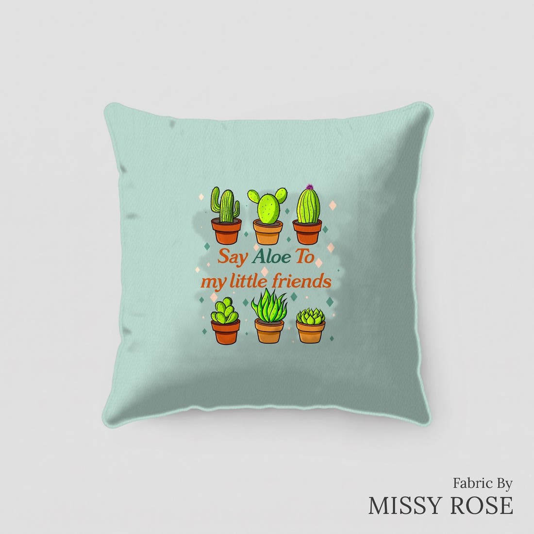Design 111 Succulent Panel sewn into a cushion – see how the panel looks made up | Fabric by Missy Rose