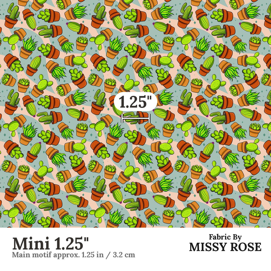 Design 111 Succulent Fabric Mini 1.25" - print scale | Fabric by Missy Rose