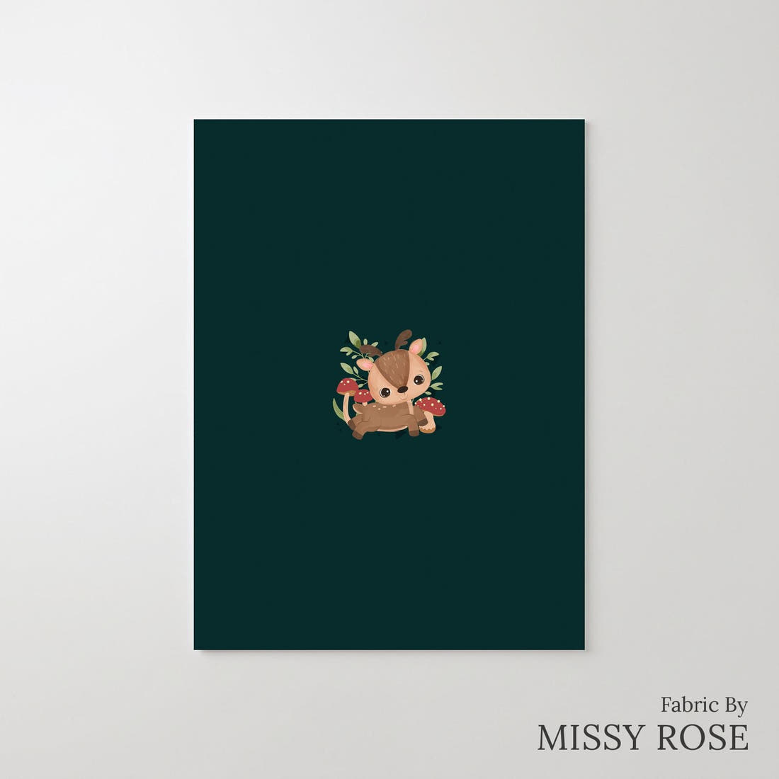 Design 1110 Green Deer Panel – printed fabric panel with centred picture, custom printed to order | Fabric by Missy Rose