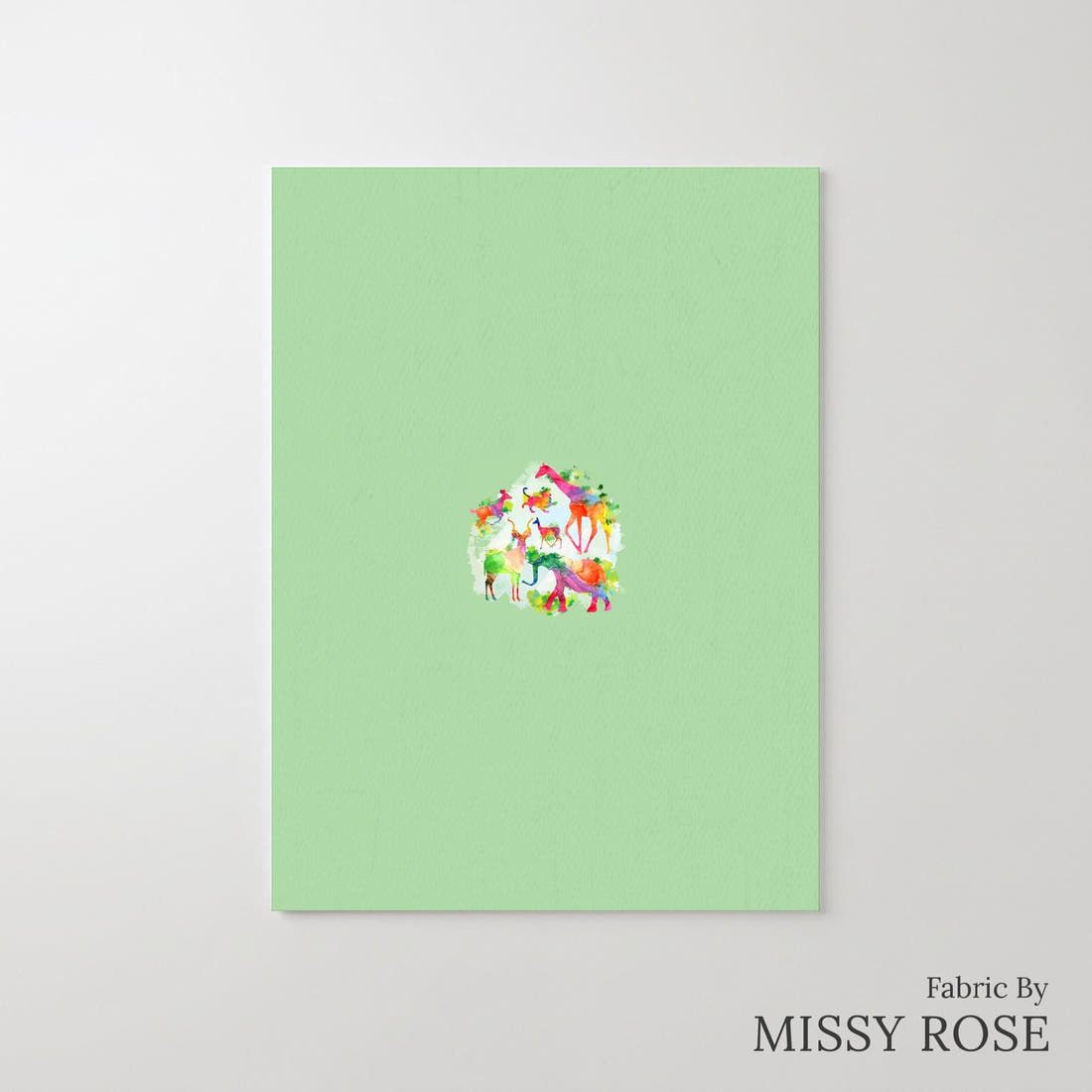 Design 1118 Green Safari Animals Panel – printed fabric panel with centred picture, custom printed to order | Fabric by Missy Rose