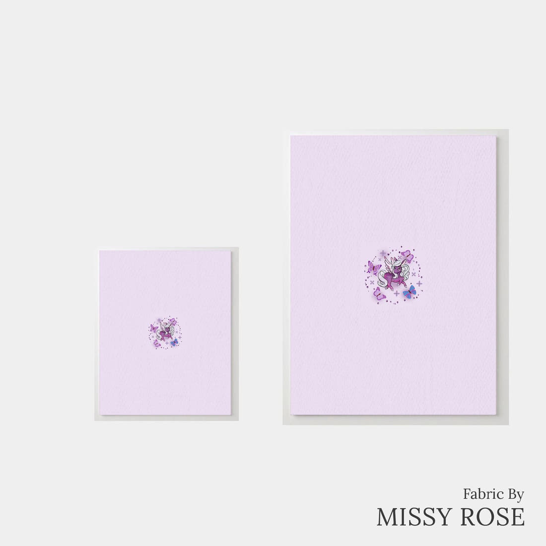 Design 1119 Purple Pegasus Panel – universal and adult panel sizes side by side | Fabric by Missy Rose