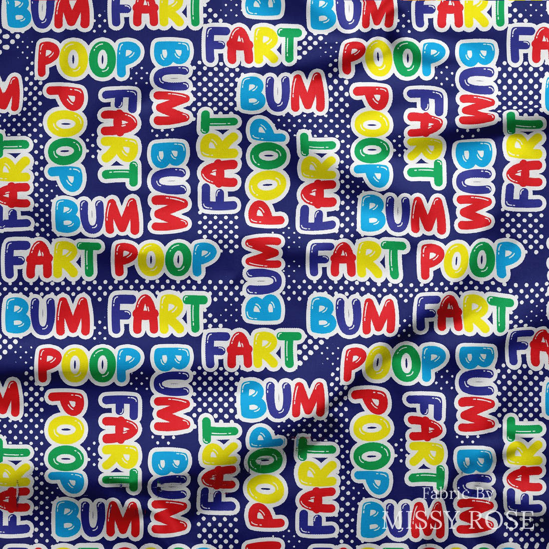 Design 112 Naughty Words Fabric draped fabric mockup – custom printed fabric by the metre | Fabric by Missy Rose