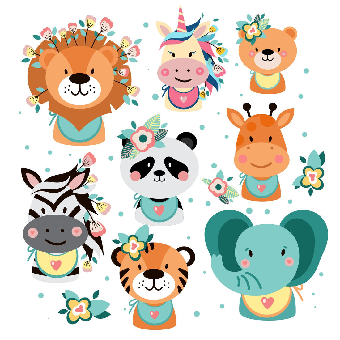 Design 1122 Cute Animal Face Panel – full artwork close-up of the printed picture | Fabric by Missy Rose