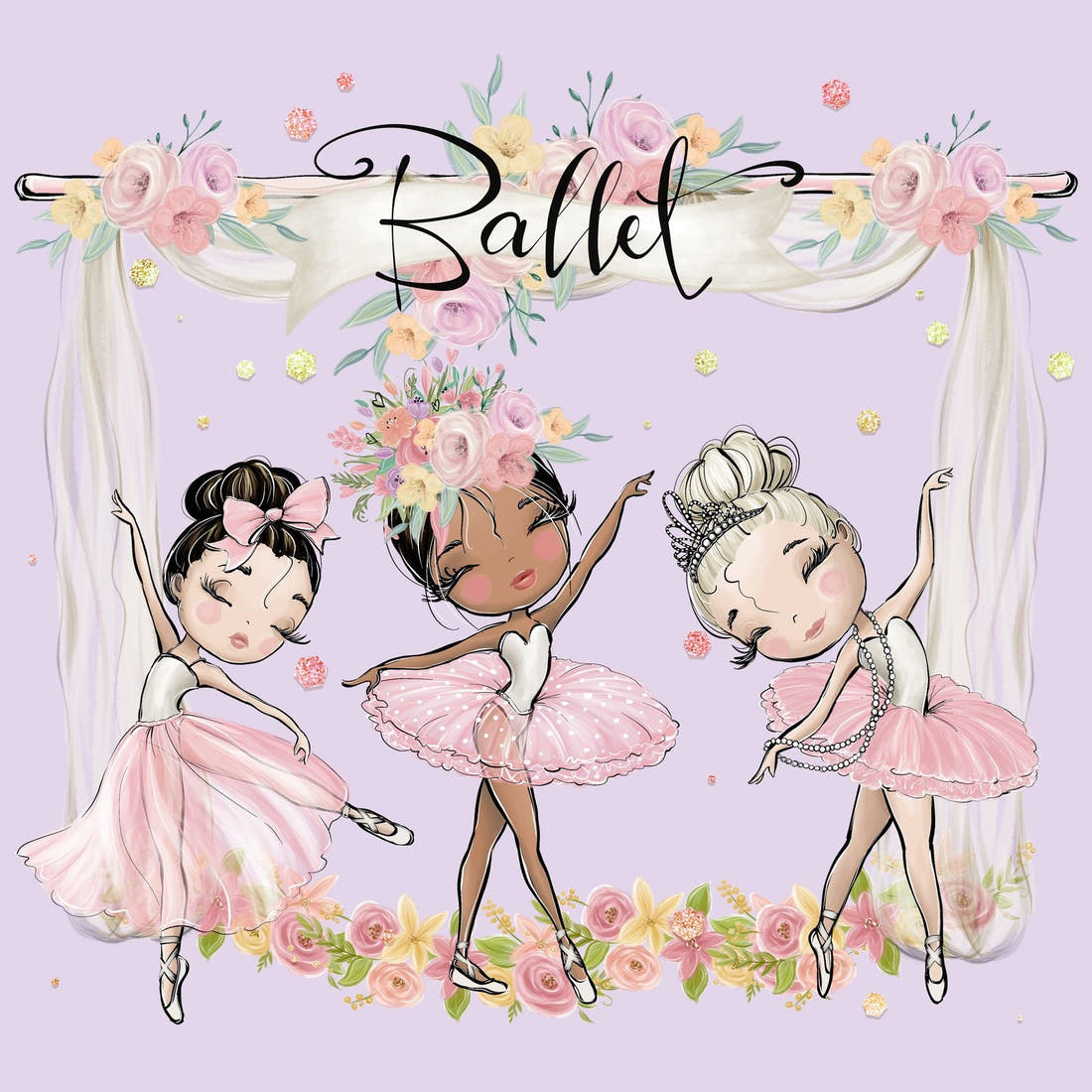 Design 1123 Ballerina Panel – full artwork close-up of the printed picture | Fabric by Missy Rose