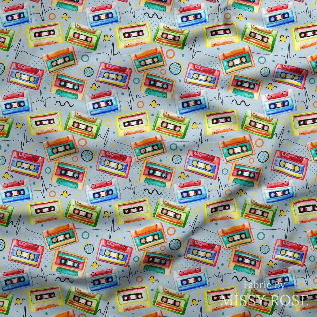 Design 1125 Tape Fabric draped fabric mockup – custom printed fabric by the metre | Fabric by Missy Rose